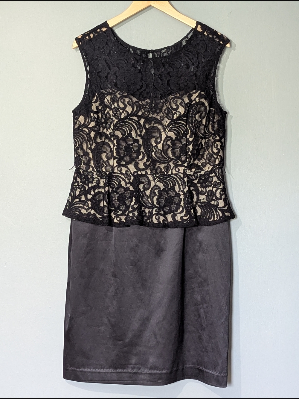Jessica Black‎ Lace Peplum Bodice Satin Skirt Dress Sophisticated Cocktail